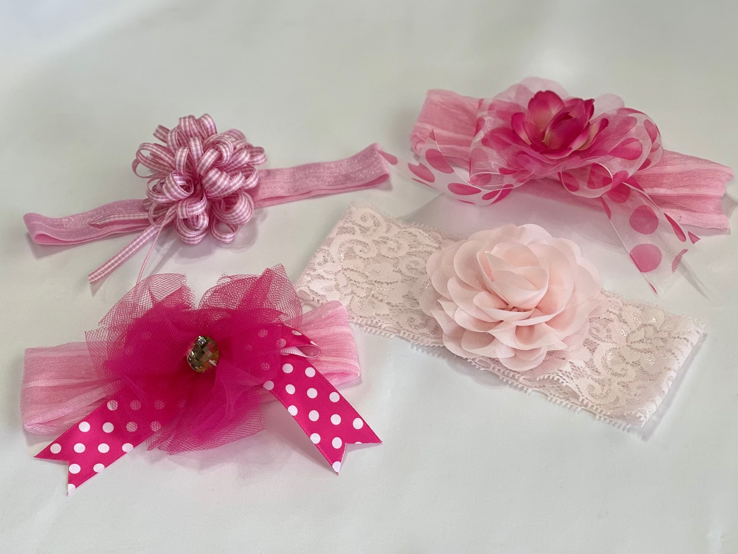 4-Pack of Pink Baby Headbands Special